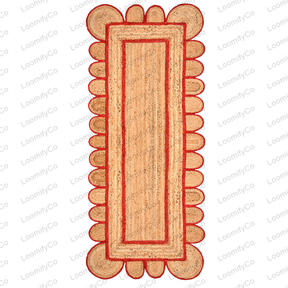 Jute Runner Rug - Scalloped Runner Rug, Bohemian Scallop Rug, Natural Jute Rug, Scalloped Jute Rug, Jute Scallop Rug Sisal