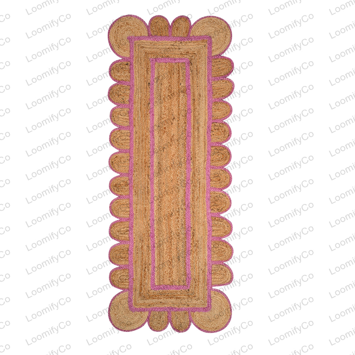 Jute Runner Rug - Scalloped Runner Rug, Bohemian Scallop Rug, Natural Jute Rug, Scalloped Jute Rug, Jute Scallop Rug Sisal