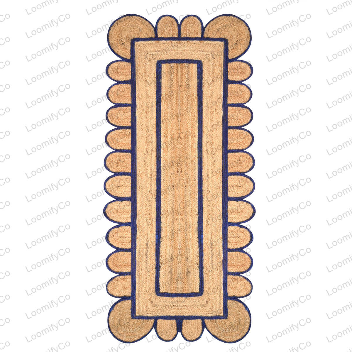 Jute Runner Rug - Scalloped Runner Rug, Bohemian Scallop Rug, Natural Jute Rug, Scalloped Jute Rug, Jute Scallop Rug Sisal