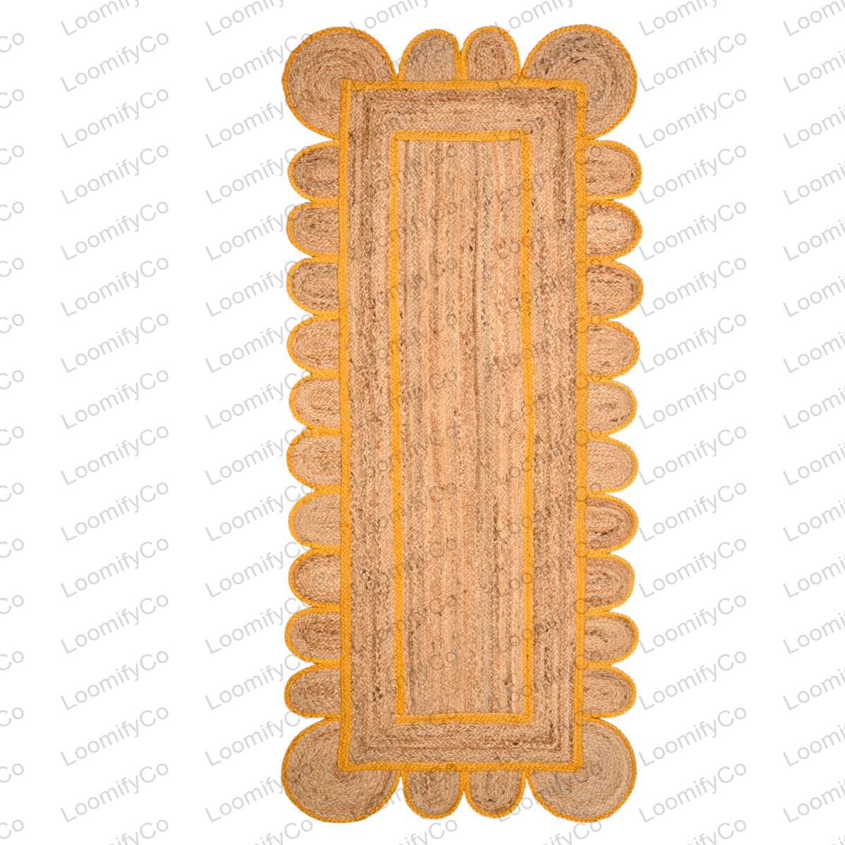Jute Runner Rug - Scalloped Runner Rug, Bohemian Scallop Rug, Natural Jute Rug, Scalloped Jute Rug, Jute Scallop Rug Sisal