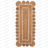 Jute Runner Rug - Scalloped Runner Rug, Bohemian Scallop Rug, Natural Jute Rug, Scalloped Jute Rug, Jute Scallop Rug Sisal