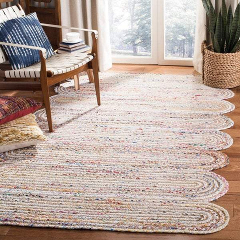 White Beige Jute Braided Area Rugfor Living Room – Living Room Ready handmade by LoomifyHome