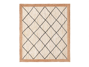 Ivory Jute Rug White Jute Braided Rug Diamonds pattern Jute Rug Rectangular Jute Rug Boho Jute Area Rug Square Jute rug
