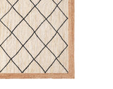 Ivory Jute Rug White Jute Braided Rug Diamonds pattern Jute Rug Rectangular Jute Rug Boho Jute Area Rug Square Jute rug
