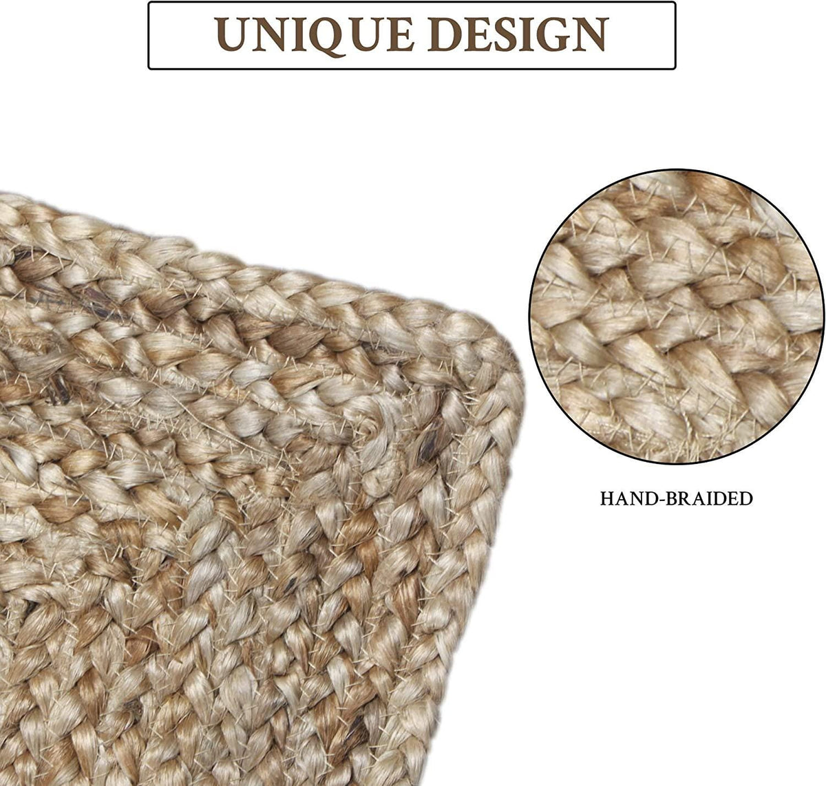 Ivory Jute Rug White Jute Braided Rug Diamonds pattern Jute Rug Rectangular Jute Rug Boho Jute Area Rug Square Jute rug
