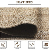 Ivory Jute Rug White Jute Braided Rug Diamonds pattern Jute Rug Rectangular Jute Rug Boho Jute Area Rug Square Jute rug