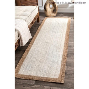 White Beige Jute Braided Runner Rugfor Living Room – 2 x 14 handmade by LoomifyHome