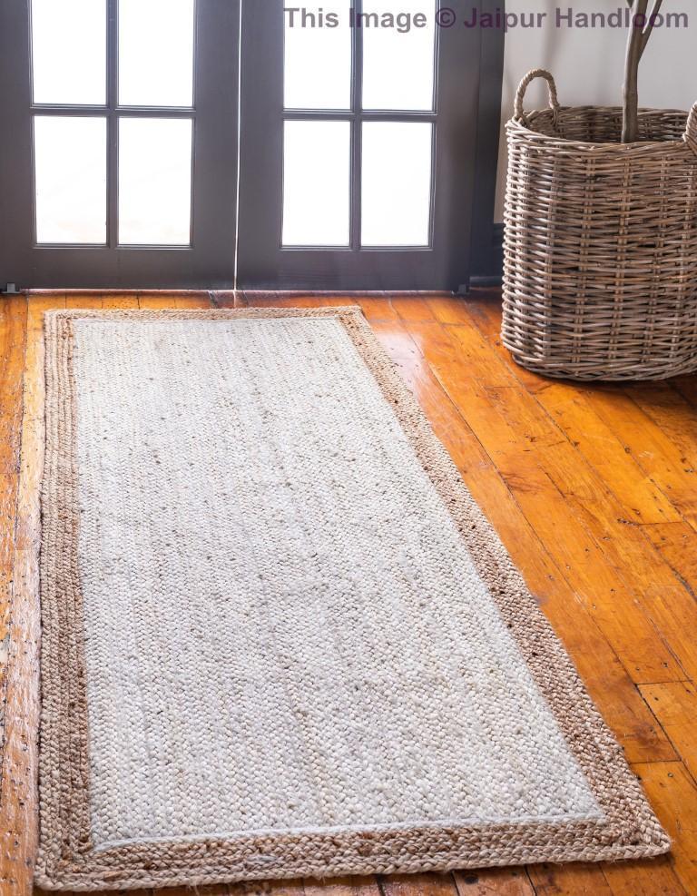 White Beige Jute Braided Runner Rugfor Living Room – 2 x 14 handmade by LoomifyHome
