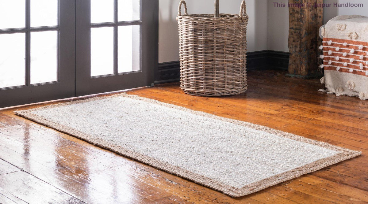 White Beige Jute Braided Runner Rugfor Living Room – 2 x 14 handmade by LoomifyHome