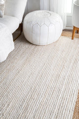 White Beige Jute Braided Oval Rugfor Living Room – Bohemian handmade by LoomifyHome
