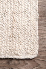 White Beige Jute Braided Oval Rugfor Living Room – Bohemian handmade by LoomifyHome