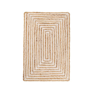 White Beige Jute Braided Runner Rugfor Living Room – Scalloped handmade by LoomifyHome
