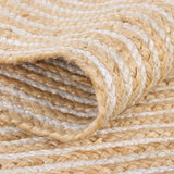 White Beige Jute Braided Runner Rugfor Living Room – Scalloped handmade by LoomifyHome