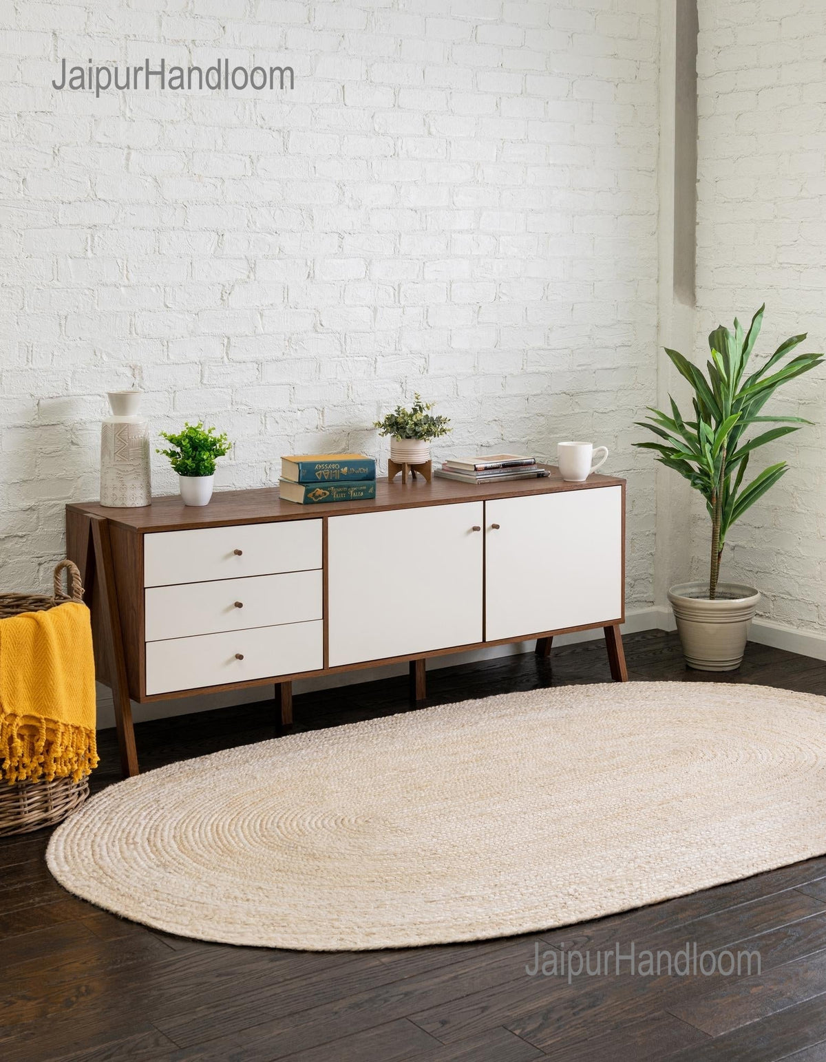 White Multicolor Jute Braided Doormatfor Living Room handmade by LoomifyHome