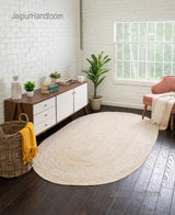 White Multicolor Jute Braided Doormatfor Living Room handmade by LoomifyHome