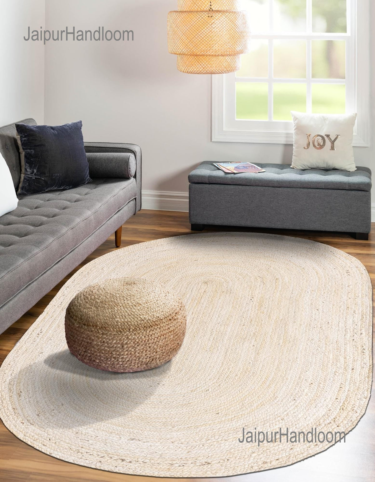 White Multicolor Jute Braided Doormatfor Living Room handmade by LoomifyHome