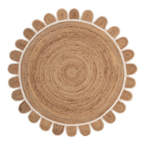 White Beige Jute Braided Round Rugfor Living Room – Artisan Style 7 handmade by LoomifyHome