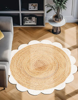White Beige Jute Braided Doormatfor Living Room – Bohemian handmade by LoomifyHome