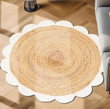 White Beige Jute Braided Doormatfor Living Room – Bohemian handmade by LoomifyHome