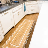 White Beige Jute Braided Scalloped Rugfor Living Room – Scalloped handmade by LoomifyHome