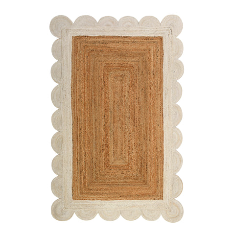 White Beige Jute Braided Doormatfor Living Room handmade by LoomifyHome