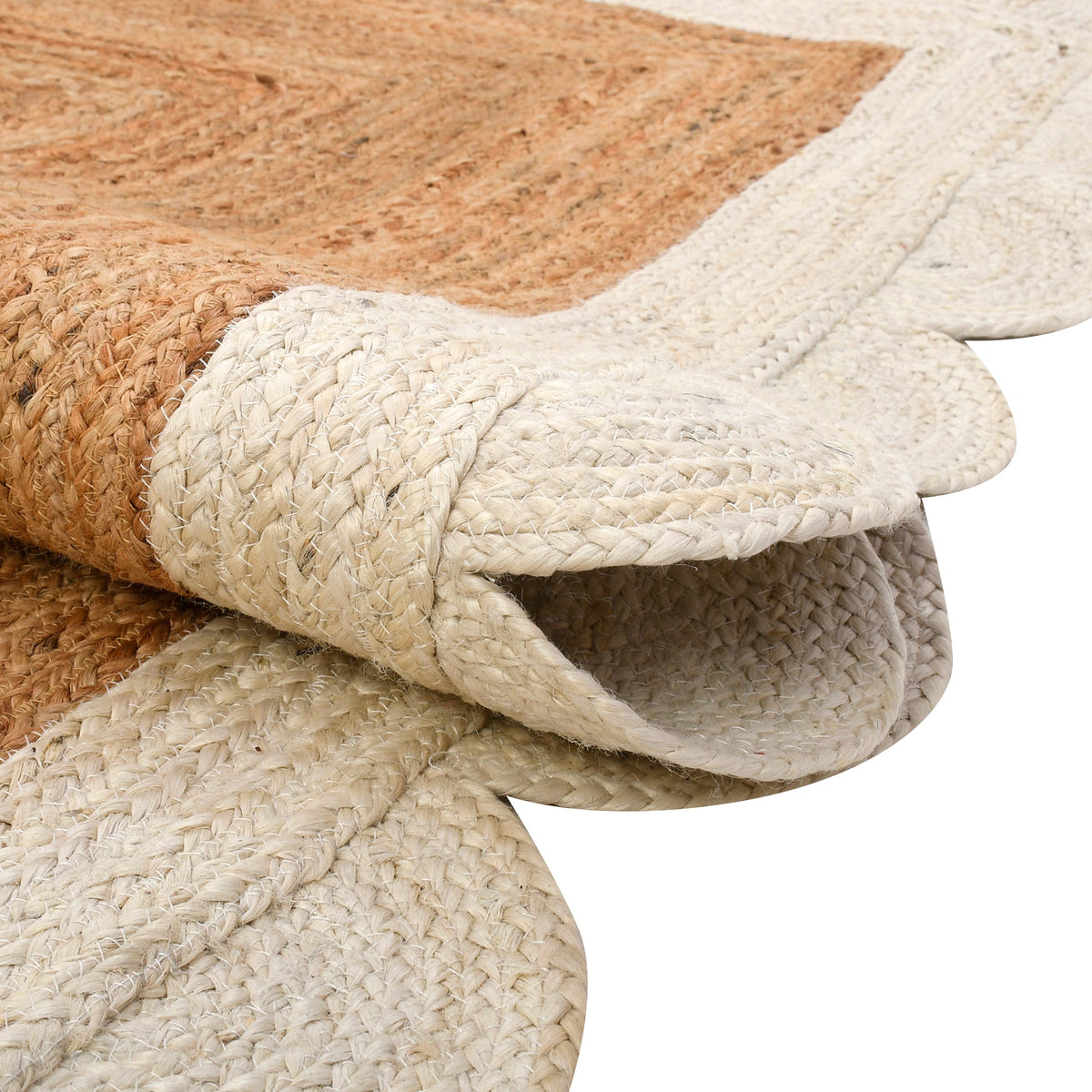 White Beige Jute Braided Doormatfor Living Room handmade by LoomifyHome