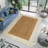White Beige Jute Braided Doormatfor Living Room handmade by LoomifyHome