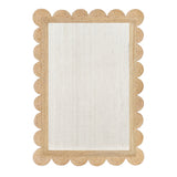 White Beige Jute Braided Scalloped Rugfor Living Room handmade by LoomifyHome