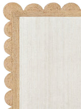 White Beige Jute Braided Scalloped Rugfor Living Room handmade by LoomifyHome
