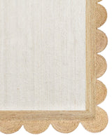 White Beige Jute Braided Scalloped Rugfor Living Room handmade by LoomifyHome