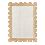 White Beige Jute Braided Scalloped Rugfor Living Room handmade by LoomifyHome