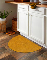 White Beige Jute Braided Half Moon Doormatfor Living Room – Yellow handmade by LoomifyHome